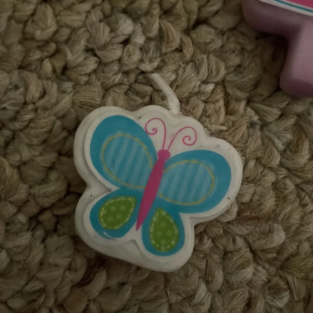 Flower and butterfly 1st birthday candles